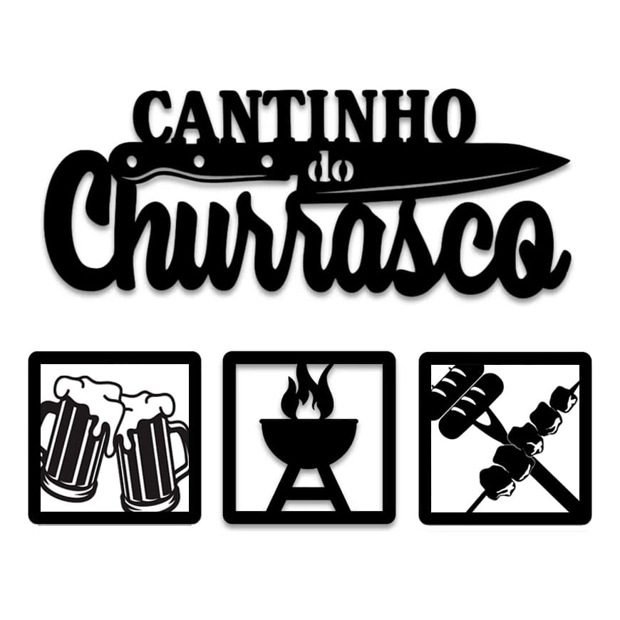 kit quadros vazados mdf cantinho do churrasco para decoração