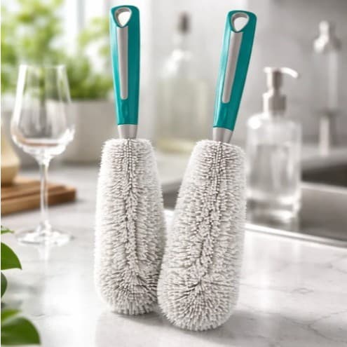 Escova Lava Taças Copos Alto Garrafas Limpeza Higiênica C/2