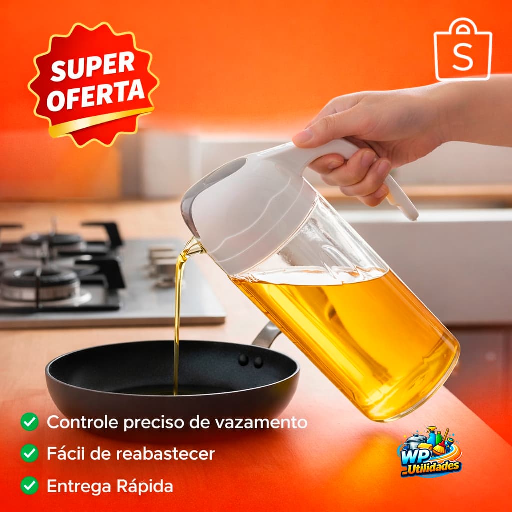 Dispenser De Azeite Óleo Vidro 630ml Com Bico Dosador Garrafa Azeiteiro Cozinha Prático Resistente