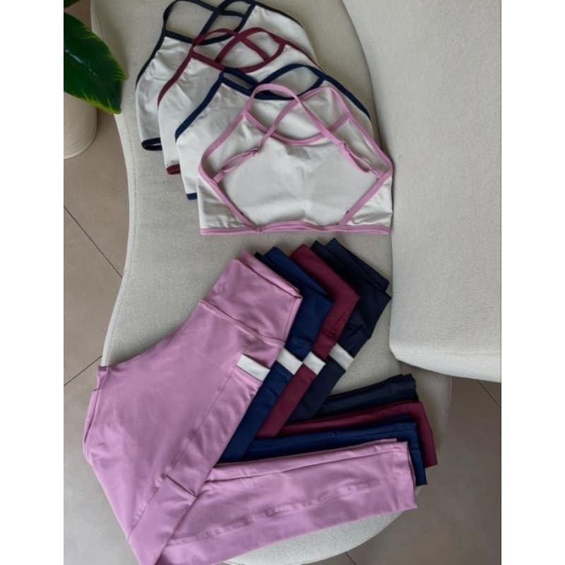 Conjunto Fitness Premium Poliamida - Top Sustentação e Calça Modeladora