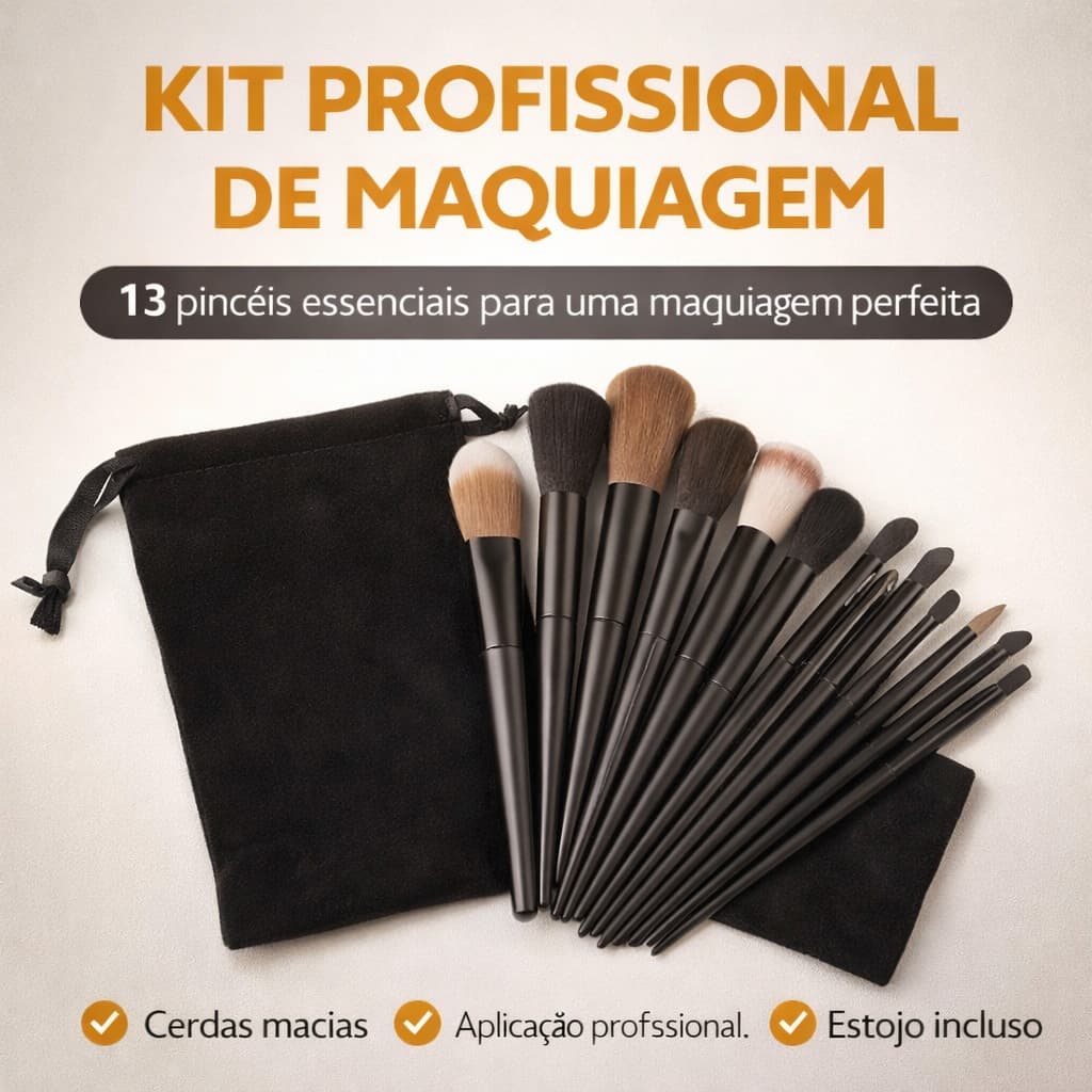 Conjunto 13 Peças Pincéis de Maquiagem com Estojo de Veludo (Cores Sortidas) BM-F1346