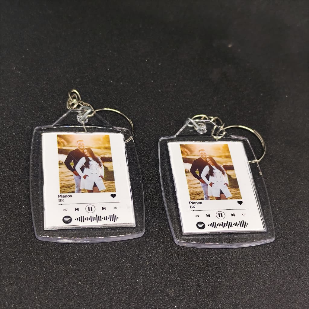 Chaveiro Spotify Acrílico 3x4 Personalizado com Foto, Música, QR Code