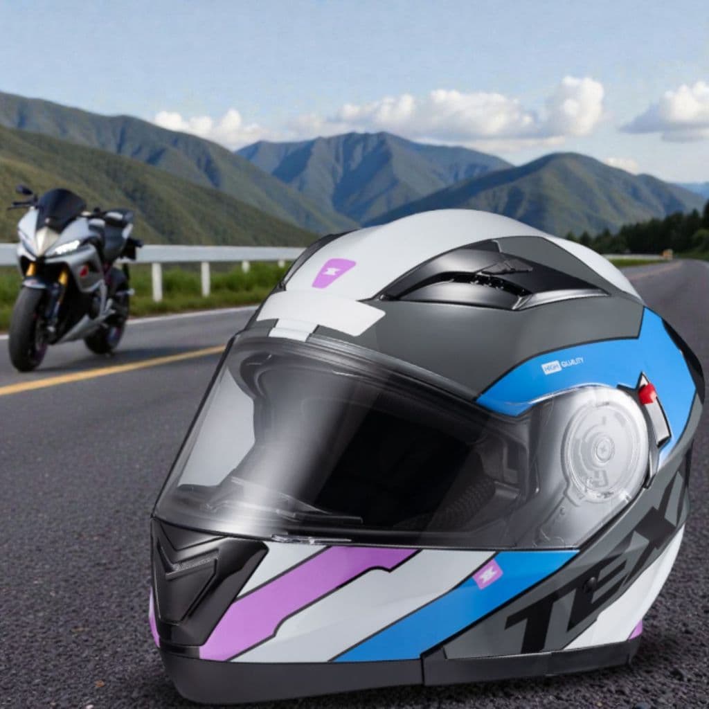 Capacete Moto Feminino Articulado Rosa Com Viseira e Oculos Solar Qualidade Premium TEXX GLADIATOR V3 REISEN