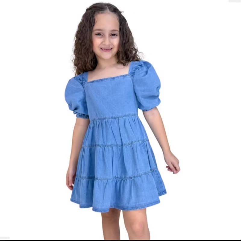 Vestido jeans infantil meninas três Marias