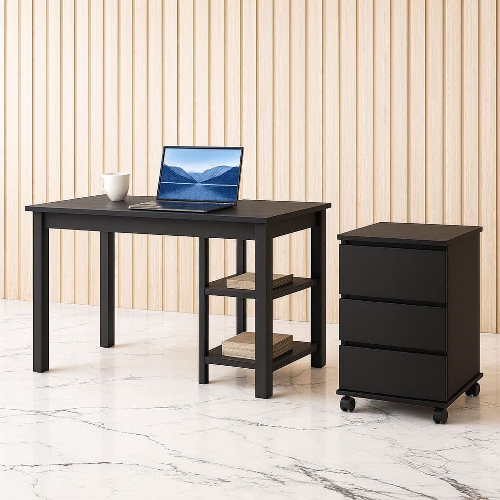Kit Mesa Office Computador Multiuso Escritório + Gaveteiro Organizador Escritório