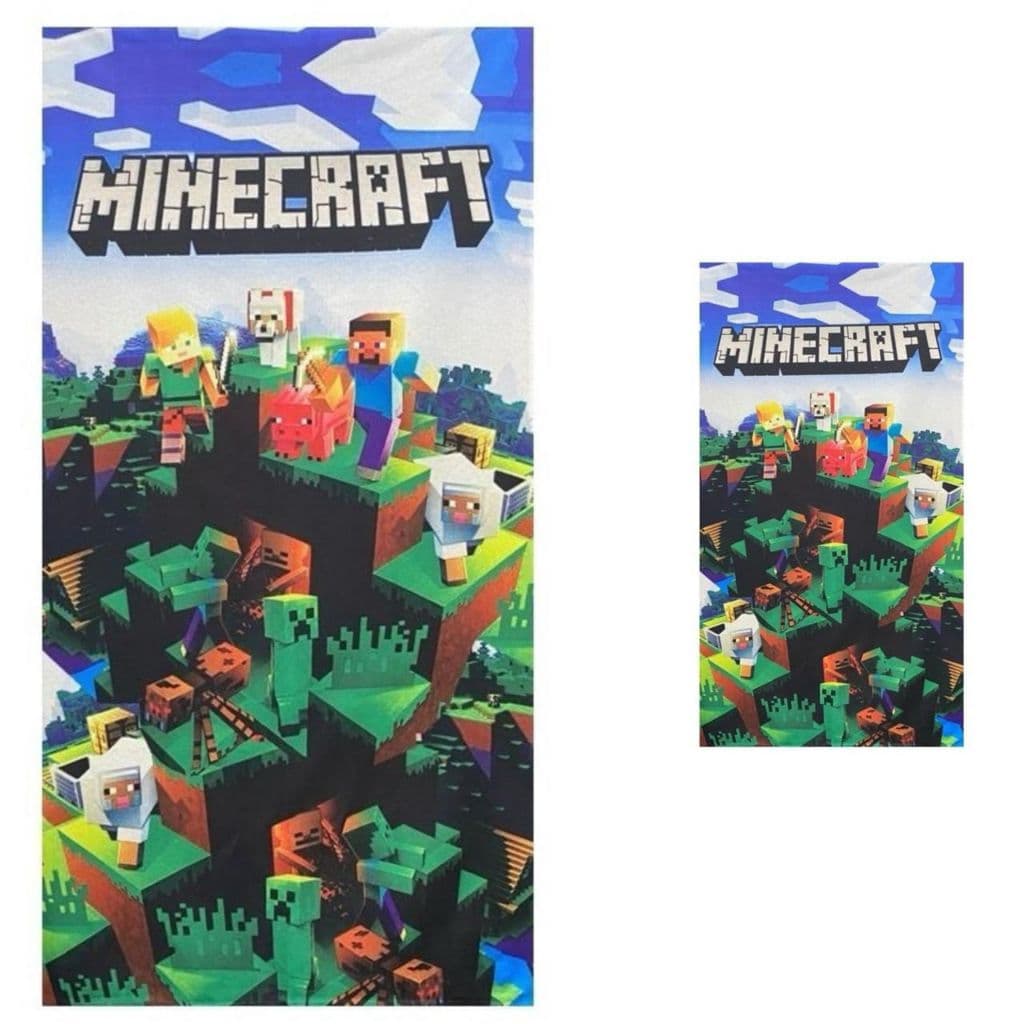 Kit Toalhas de Banho e Rosto Estampa do Minecraft Enxuga Bem Envio Imediato
