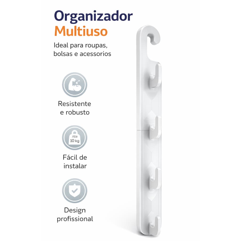 Suporte Organizador para Cabides | Gancho Multiuso para Guarda-Roupa