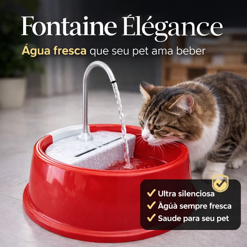Fonte Bebedouro Automático para Gatos e Cães Fontaine Élégance | Água Corrente Pet Bivolt Silenciosa