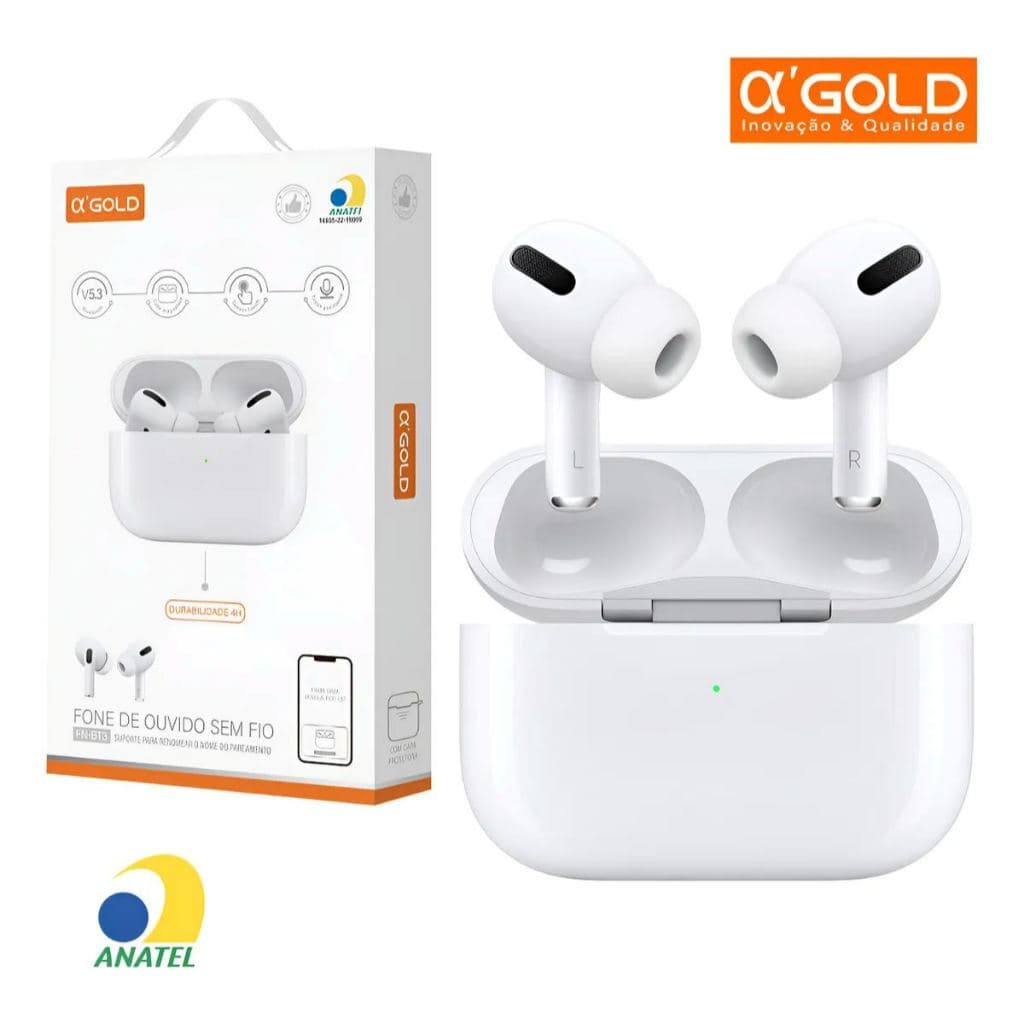 Fone De Ouvido Bluetooth Sem Fio Agold Bt3 Tws Microfone Branco