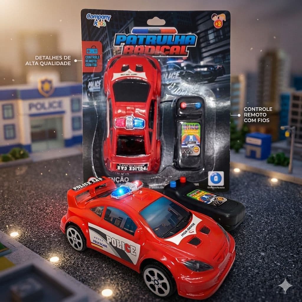 Carrinho De Controle Remoto Carro Policia Sirene 1:24 Carro Brinquedo Infantil Criança