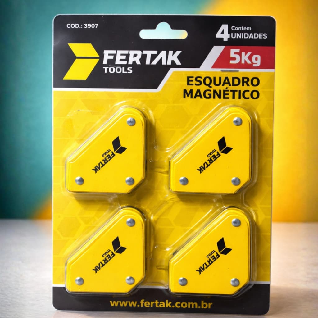 Esquadro Magnético 5kg 4 Peças Soldagem, montagem, marcação e instalações de estruturas
