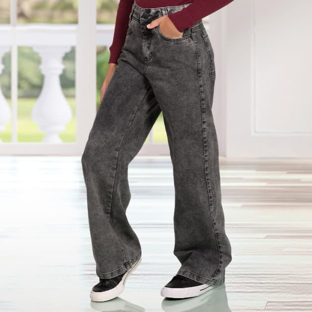 Calça Wide Leg Jeans Feminino Menina Infantil juvenil
