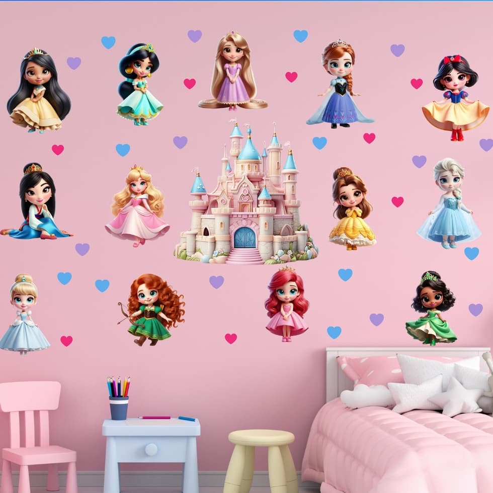 Adesivo De Parede Decorativo Infantil Princesas - OFERTA