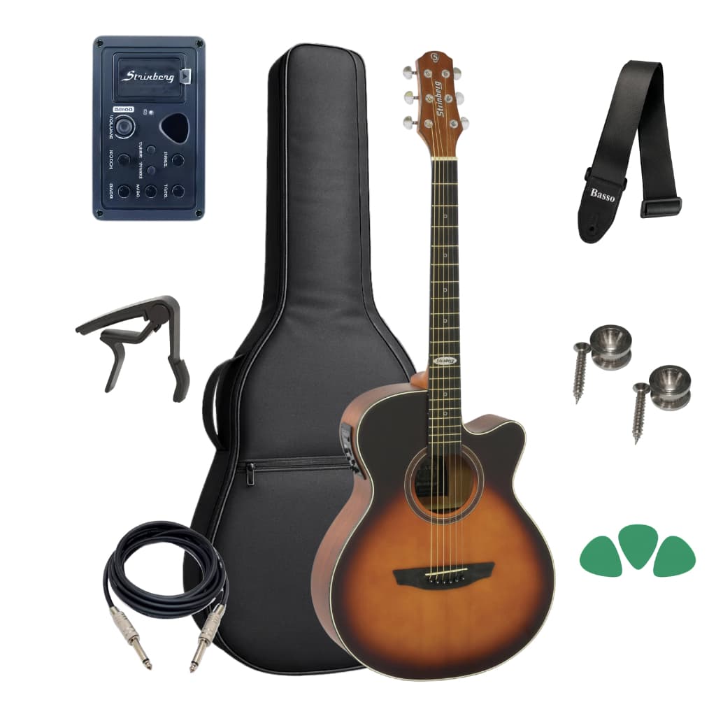 Violão Elétrico Mini Jumbo Strinberg Sa200c Hbs +kit Capa