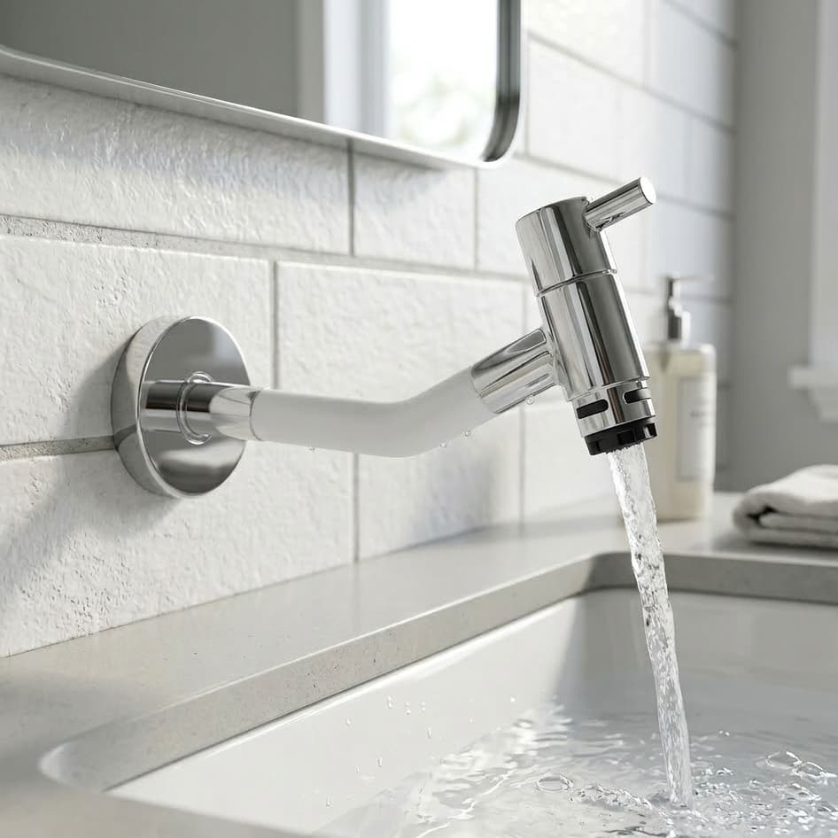 Torneira Link Tanque Jardim Lavatório Lavabo Reta De Parede Metal Luxo Cor Cromado 1/4 de Volta 5/8