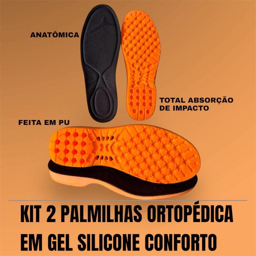 Kit 2 Pares de Palmilha Ortopédica Anatômica em Gel  Para Várias Horas de Trabalho Alivia Dores Confortável