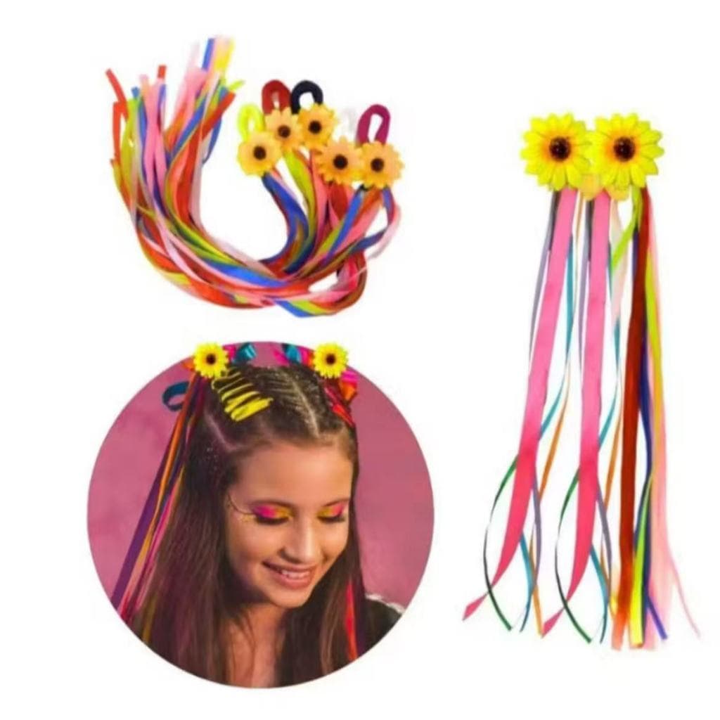 Kit 4 Xuxinha Girassol Festa Junina com Fitas Coloridas