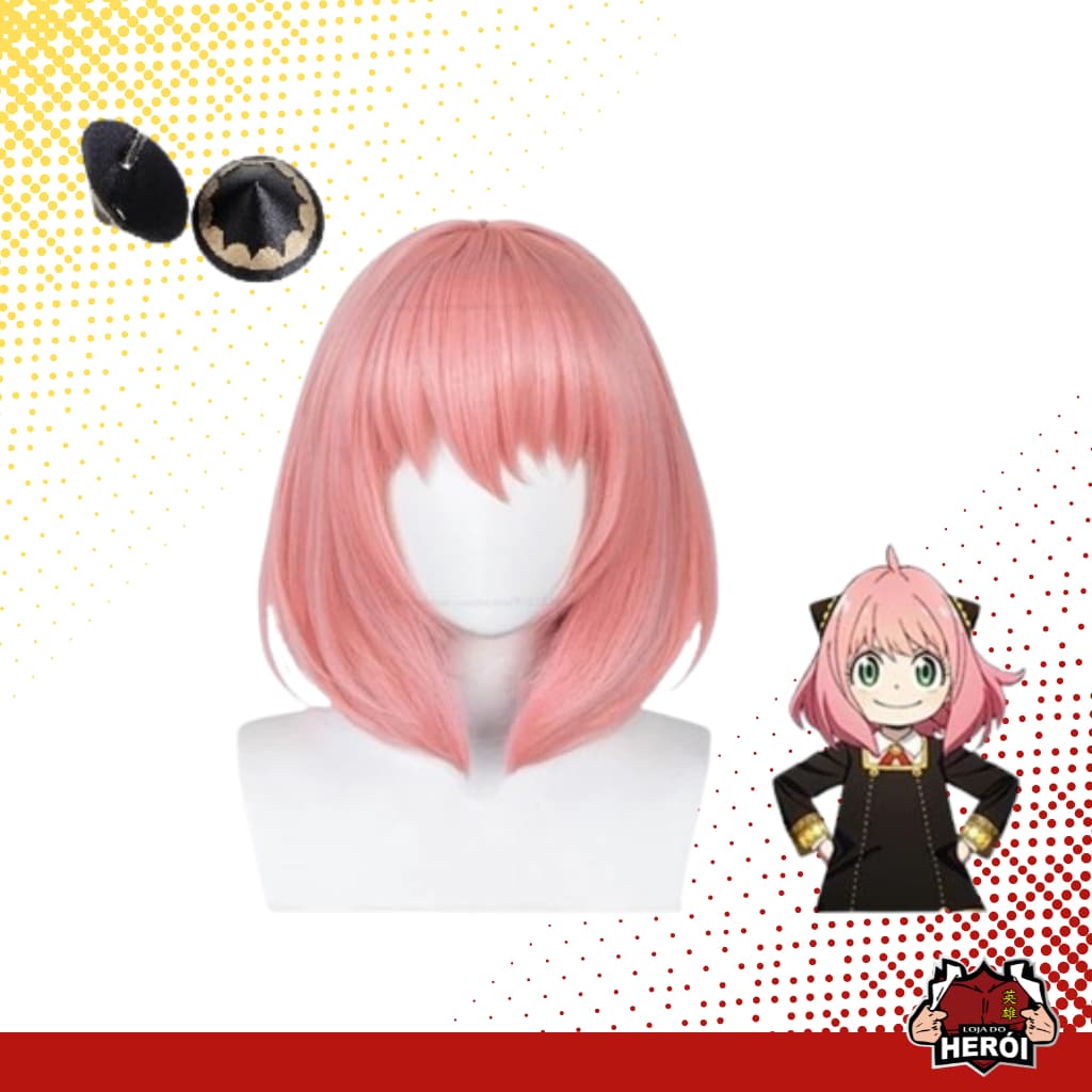 Kit Anya Forger - Peruca Rosa + Presilha da anya + Wig cap - Peruca resiste a alta temperatura - Anya - Spy family