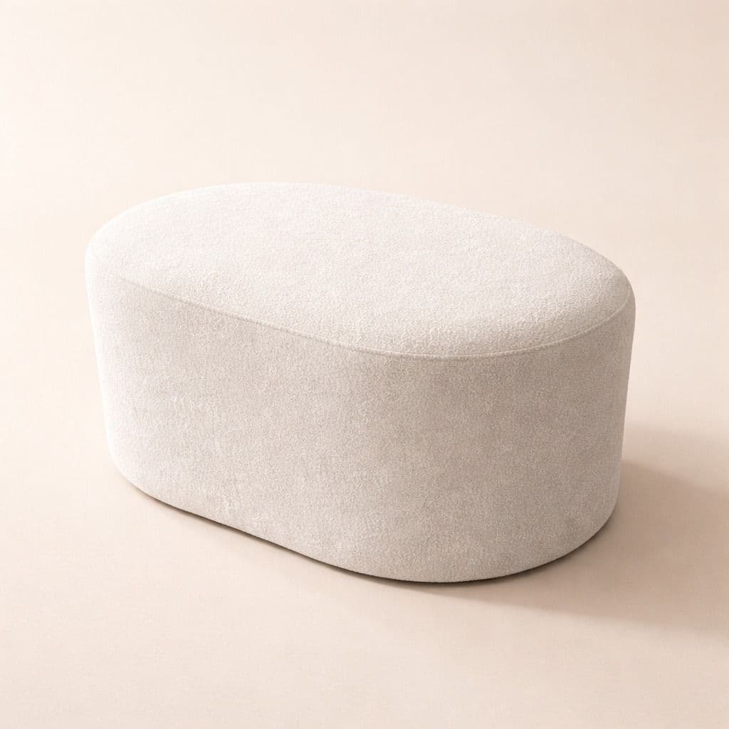 Puff Milão Orgânico Decorativo Estofado Bouclé Linho Corino Puff Sala Quarto Assento Moderno 65cm