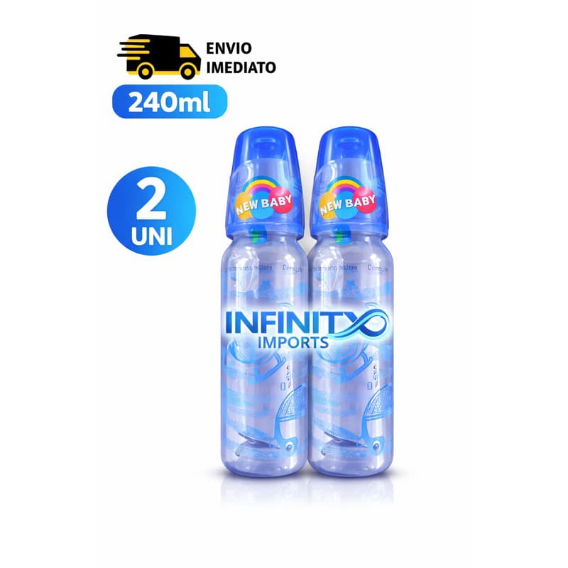 2 Mamadeiras 240ML Decorada baratas Menino Menina PAC Com 2 Unidades - Mamadeira Bico de Redondo - PACOTE COM 2 UNIDADES