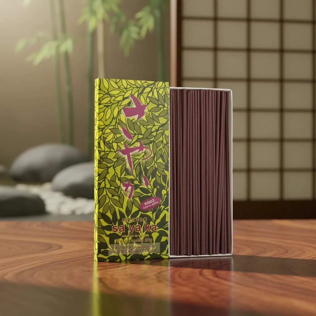 Incenso Senkô Sayaka roxo floral jasmim 80g barão kobo