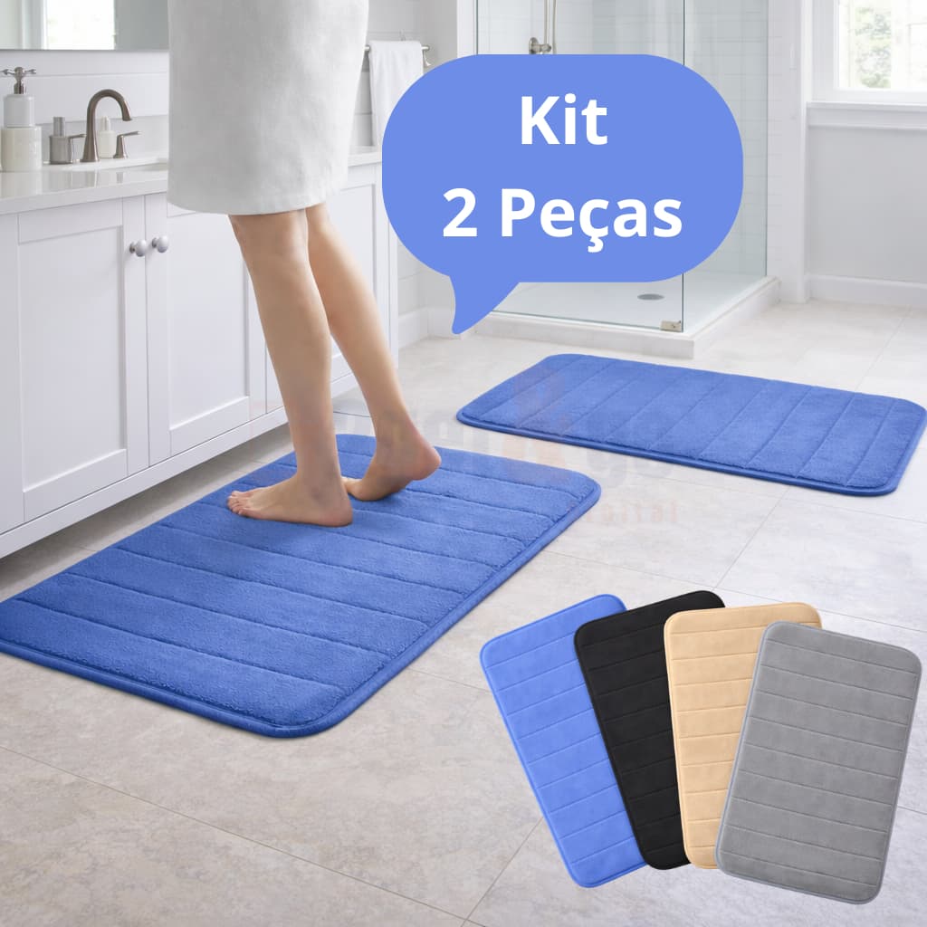 Kit 1/2 Tapete Banheiro Antiderrapante Super Soft Macio Luxo 60cmx40cm