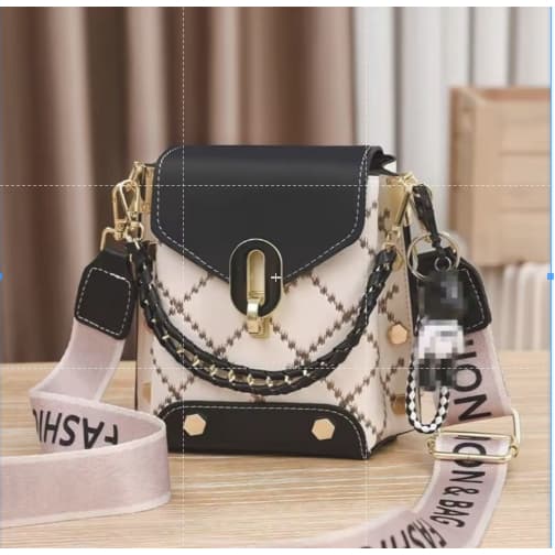 Bolsa feminina Linda ombro para Celular  Urso Boho xadrez Material PU para decoração de metal Moda Shop