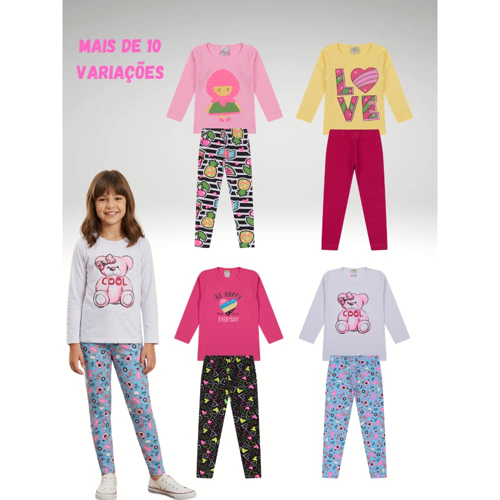 Kit 4 Peças 2 Conjuntos/Meia Estação/Estampas e Cores Sortidas/ Extra Macio/Confortável/Preços Imperdíveis
