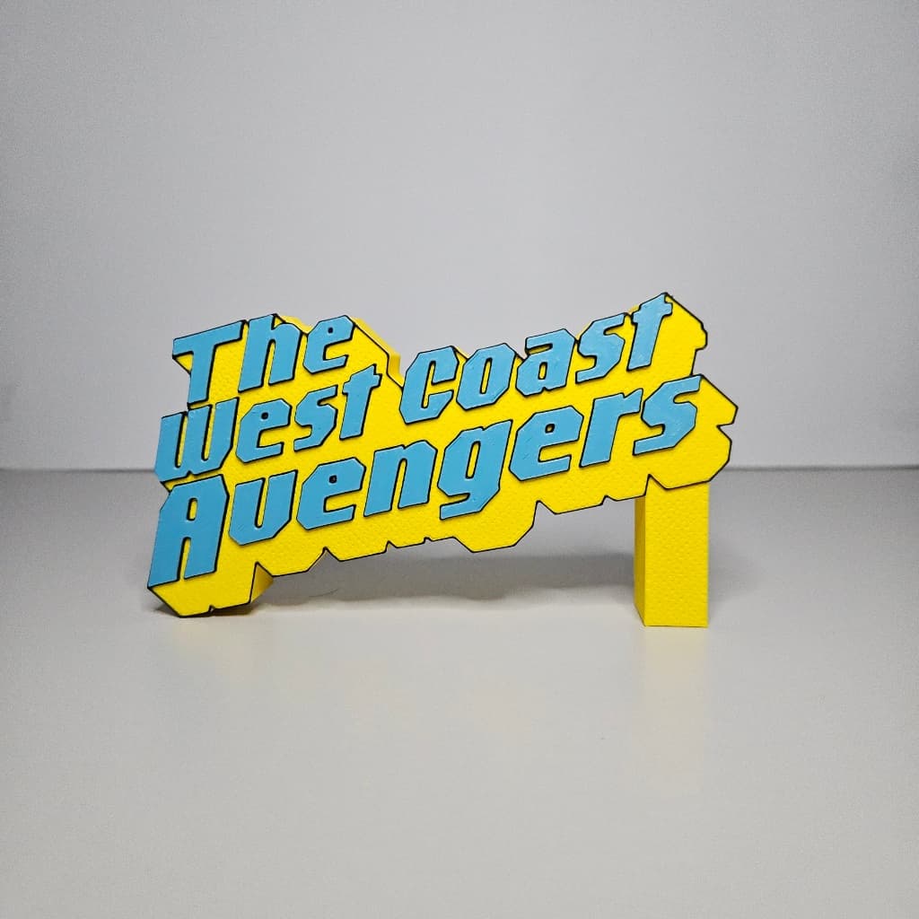 Letreiro The West Coast Avengers 3D Decorativo | Logo Geek para Setup Gamer, Quarto e Colecionadores