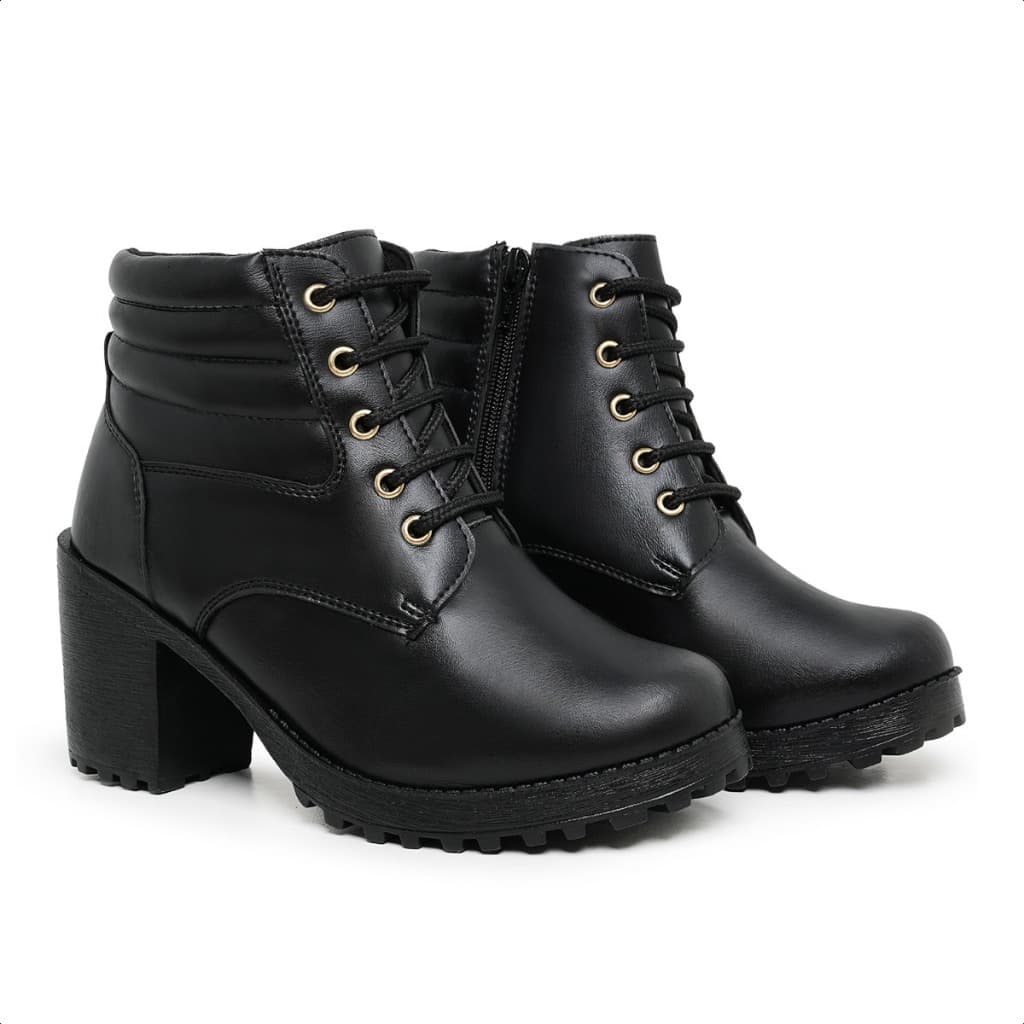 Coturno Feminino Salto Alto Grosso Tratorado Bota Moderna Fashion Confortável
