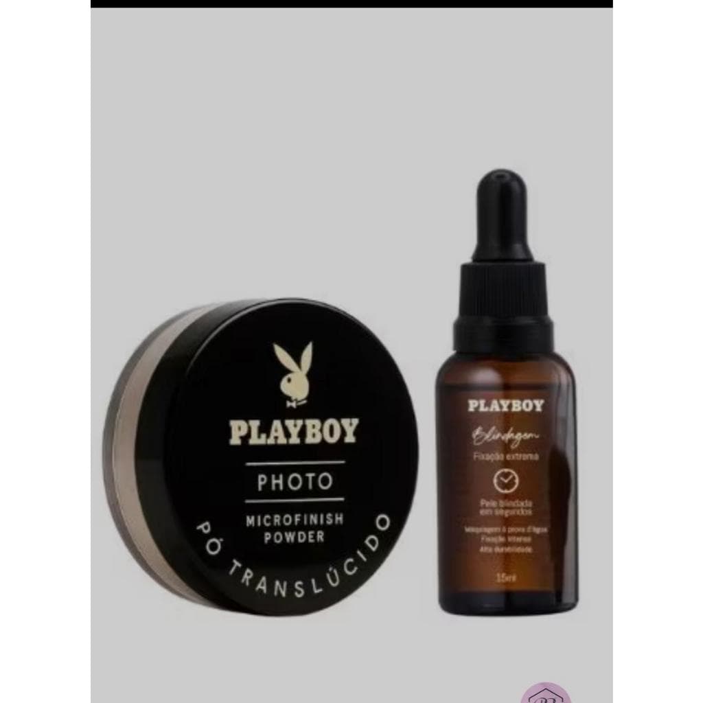 Kit Pó Translucido Photo Microfinish Powder Playboy + Blindagem De Maquiagem 3em1 PLAYBOY 15ml