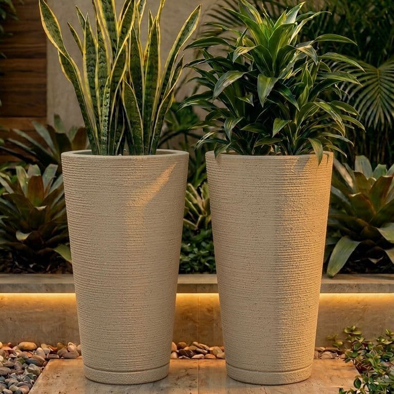 kit 2 vasos grandes polietileno decorativo para plantas