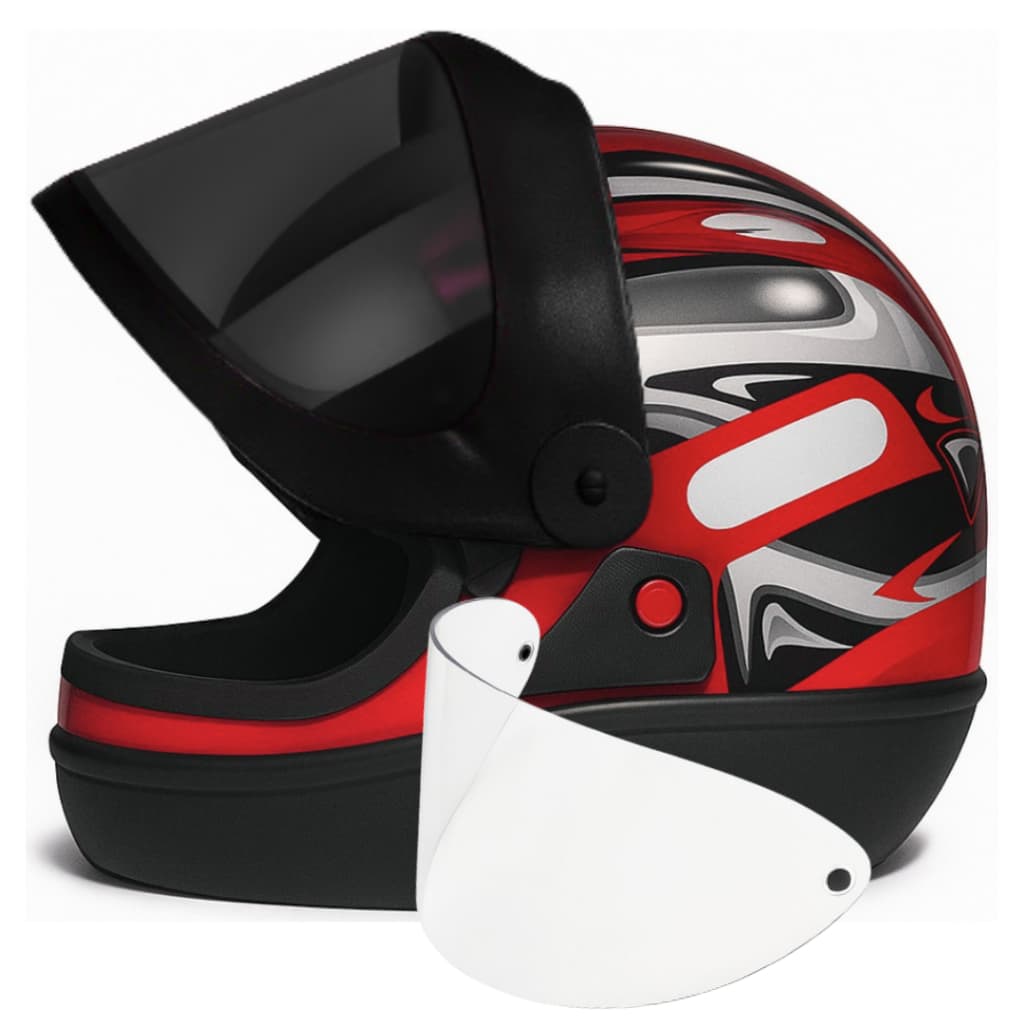 Capacete Moto San Marino Vermelho Automático Mais Viseira Fume