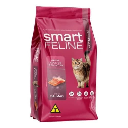 Smart Feline Sabor Salmão 5kg - 10Kg - Ração Completa para Gatos Adultos e Filhotes com 26% Proteína