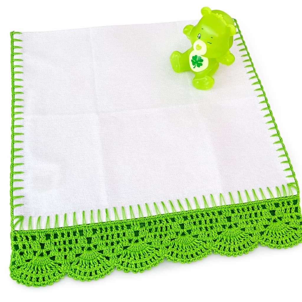 PANO DE PRATO PREMIUM COM BARRADO EM CROCHE ARTESANAL 45CM X 75CM