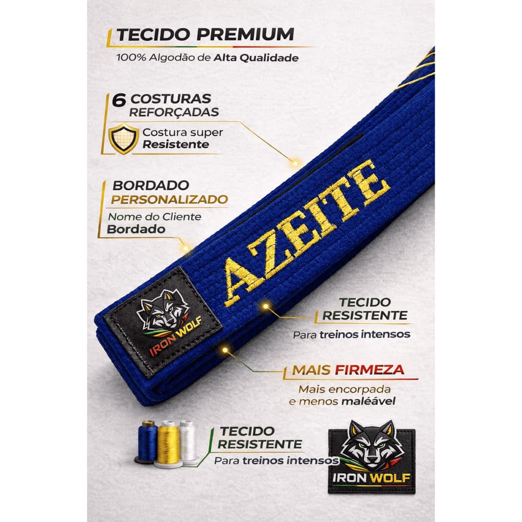 Faixa para Jiu Jitsu | COM bordado | Adulto e infantil |