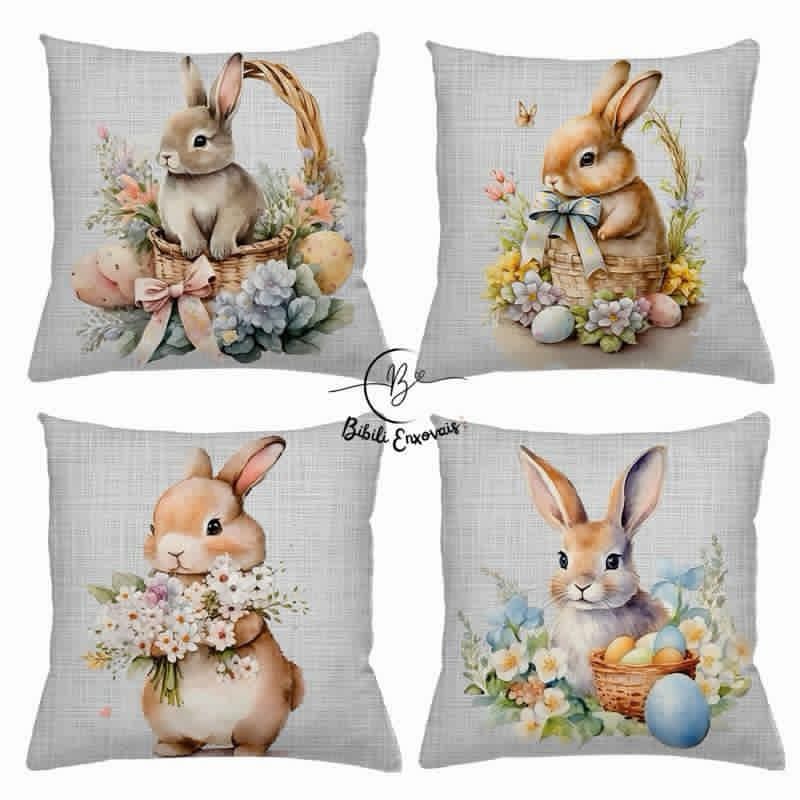 KIT 4 CAPAS DE ALMOFADAS IDEAL PARA DECORAÇÃO, PASCOA - TAMANHO 45X45