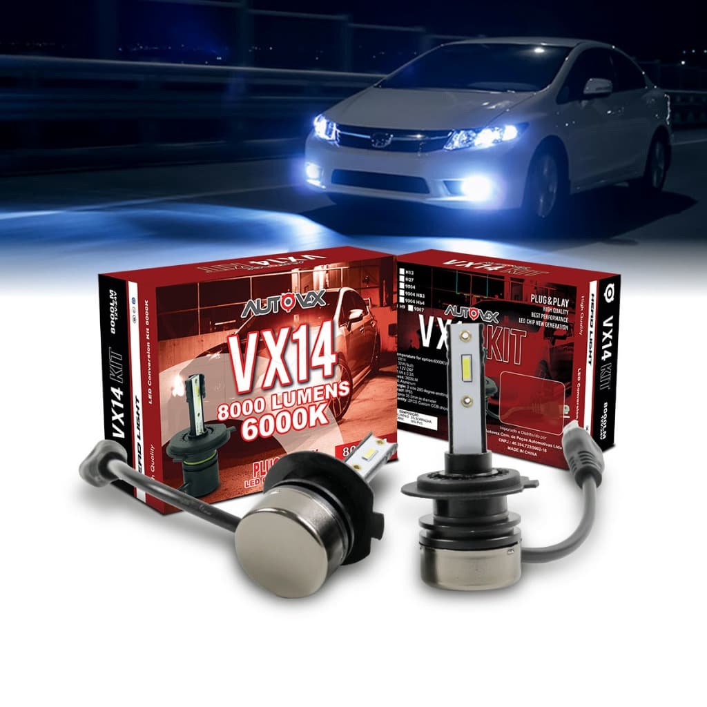 Par Lâmpada Super Led Nano H7 VX14 6000K 8000LM Lampada Farol Super Led H7 8000LM