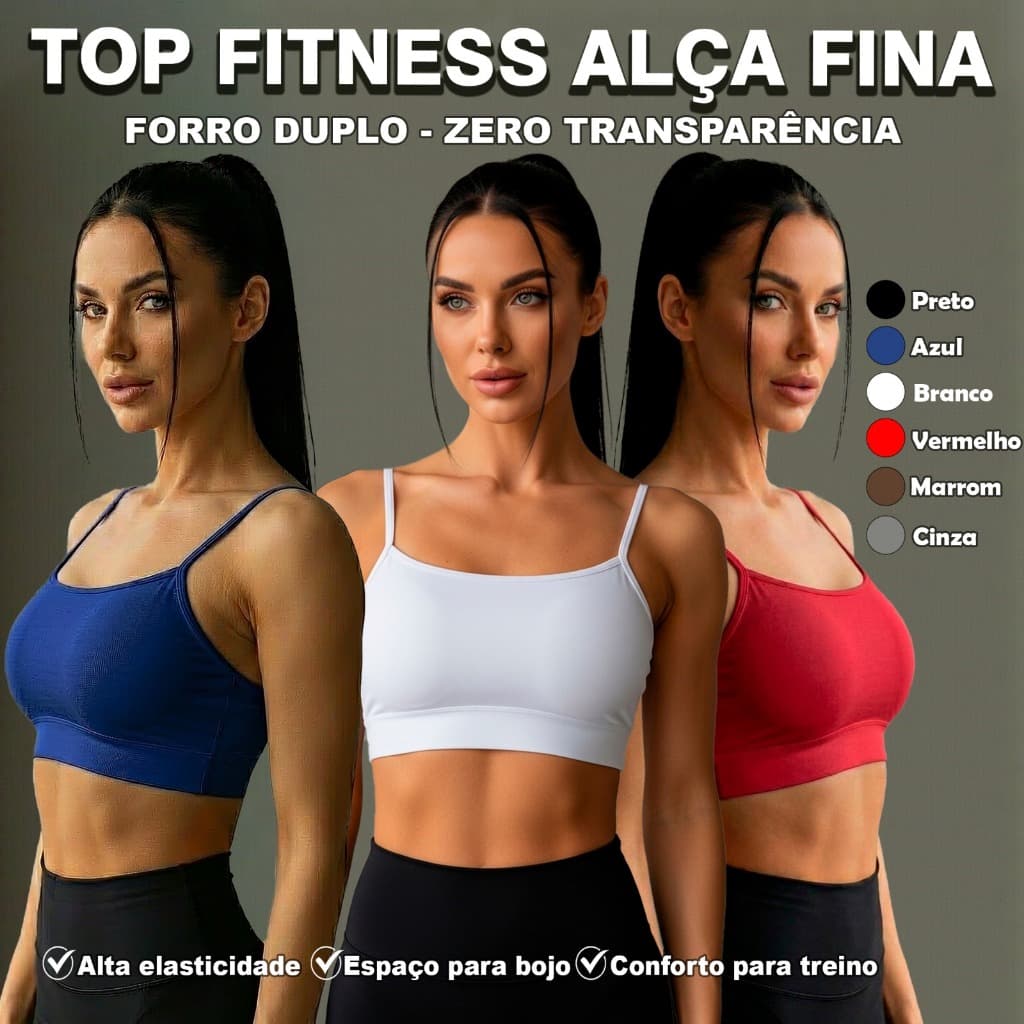 Top Academia Feminino Alça Fina Fitness Confortável Sustentação Treino Gym Moda Fitness