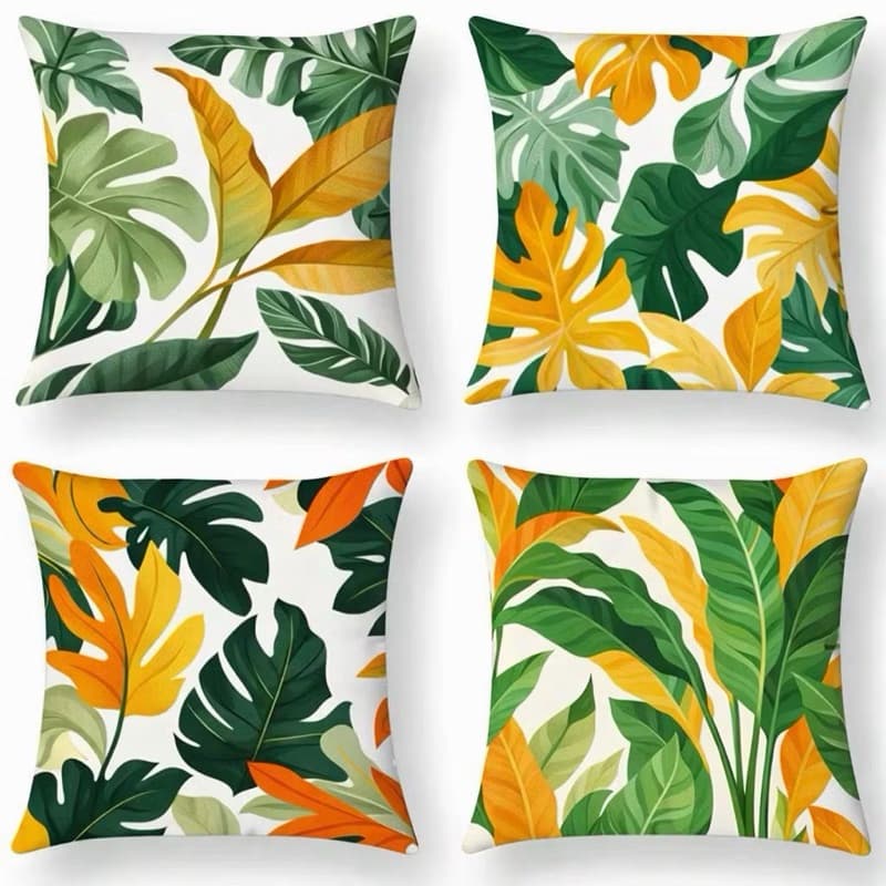 KIT  4 CAPAS DE ALMOFADAS COSTELA DE ADÃO E FOLHAGEM, IDEAL PARA  DECORAÇAO - TAMANHO 45 X 45