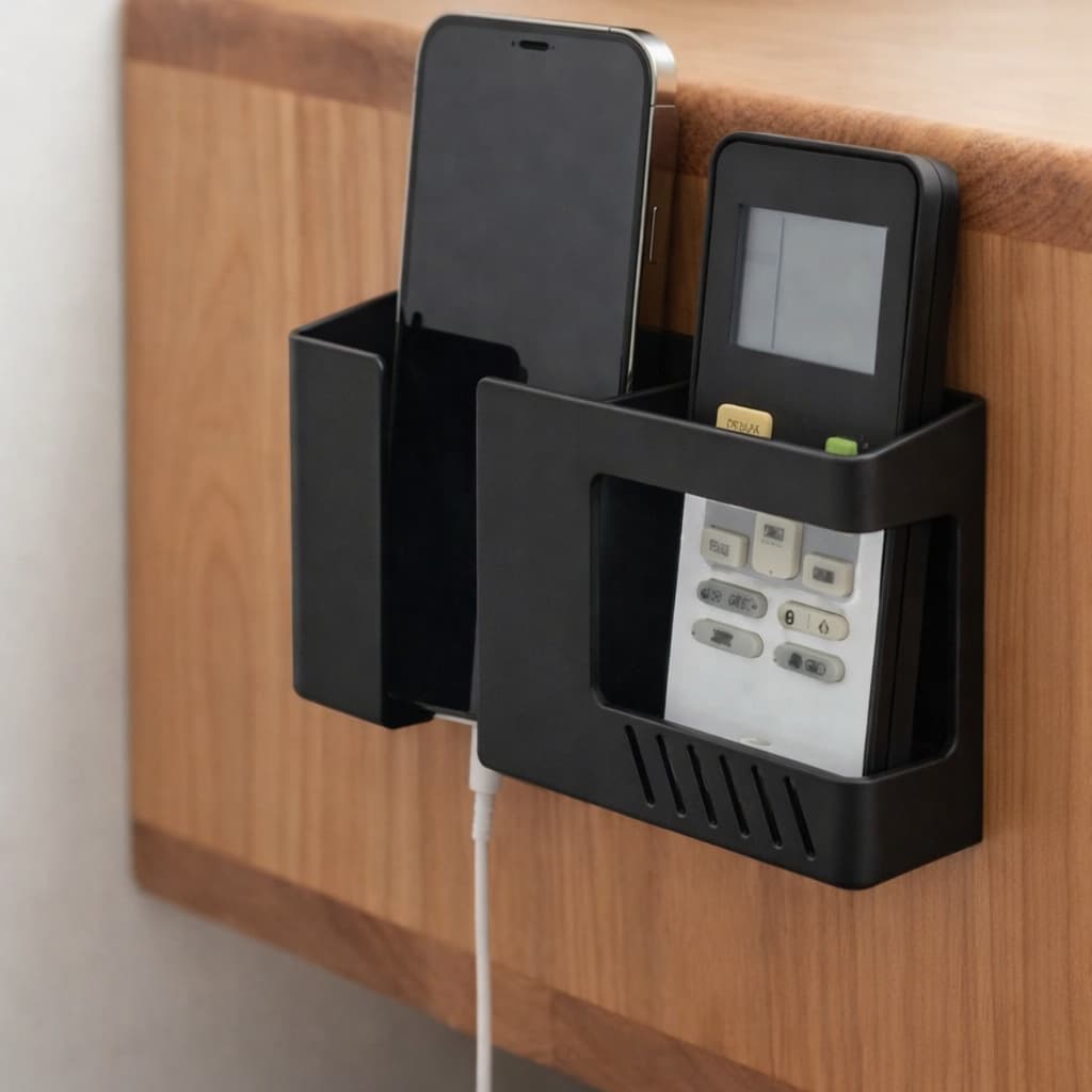 Suporte Organizador de Parede para Celular e Controle Remoto | Porta Celular Carregando