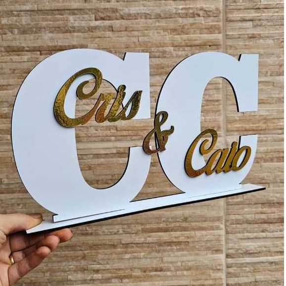 Iniciais para nome de casal, nome composto, decoraçao de casamento e mesa do bolo em MDF