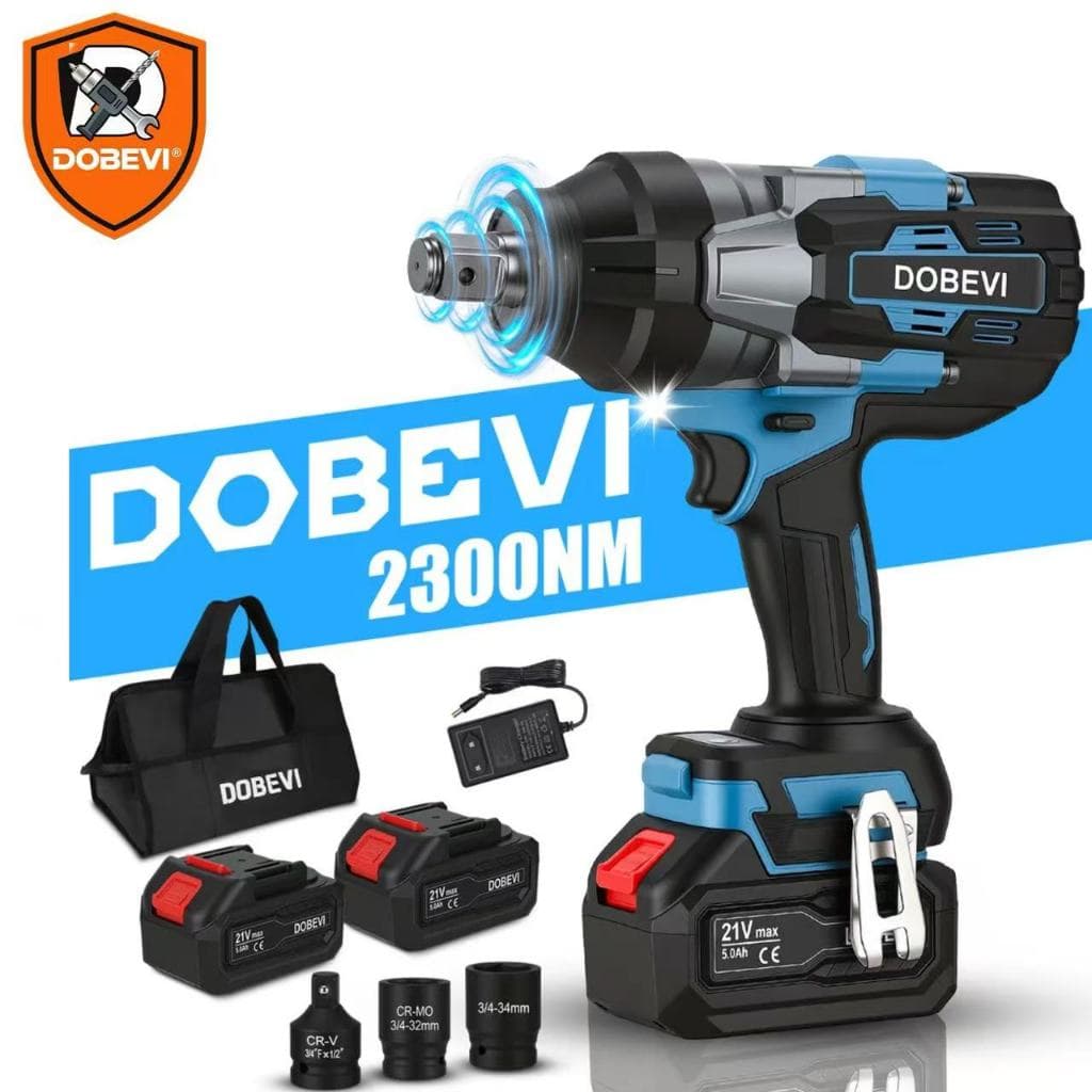 Chave De Impacto 2300n.m Dobevi Sem Escovas + 2 Baterias Azul 110/ 127/220v