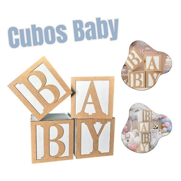 Cubos Decorativos Baby Mdf 20cm Quarteto Decoração Festa Infantil