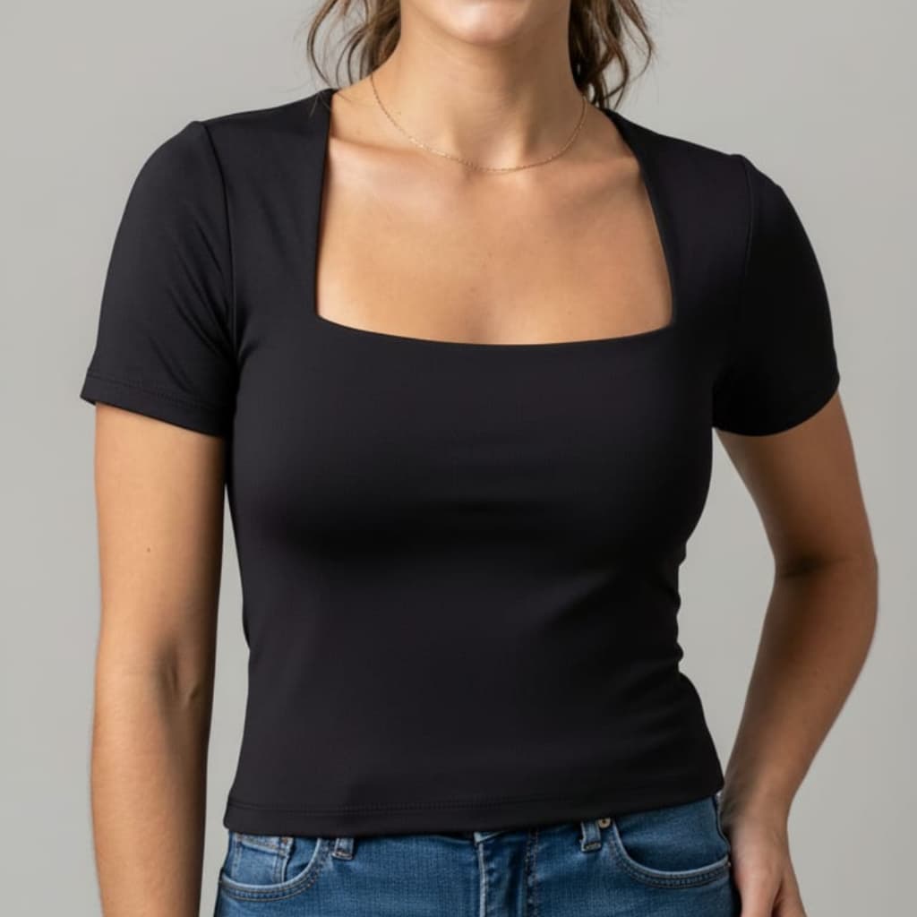 Blusinha Baby Look Manga Curta Com Forro Frontal Verrão Tendencia Básica No Tecido Suplex
