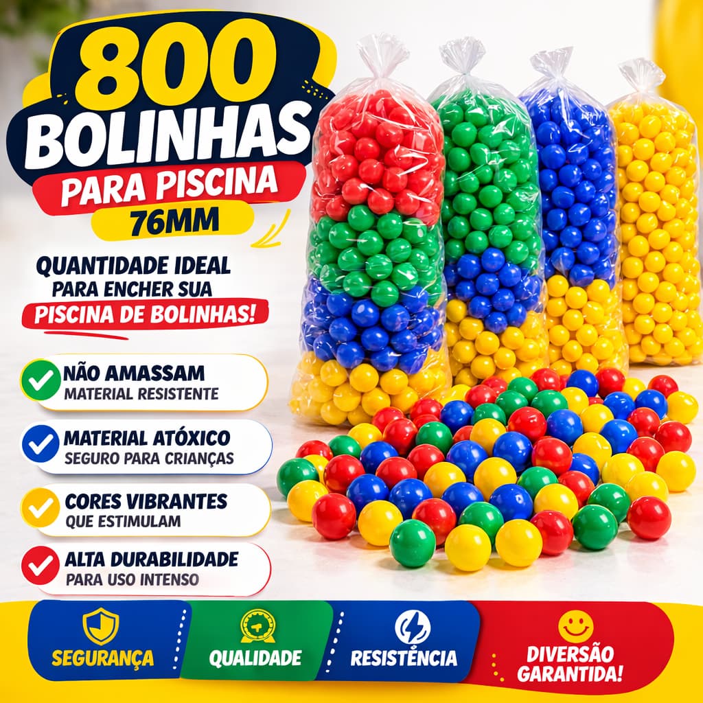Bolinhas Para Piscina 800 Unidades Coloridas