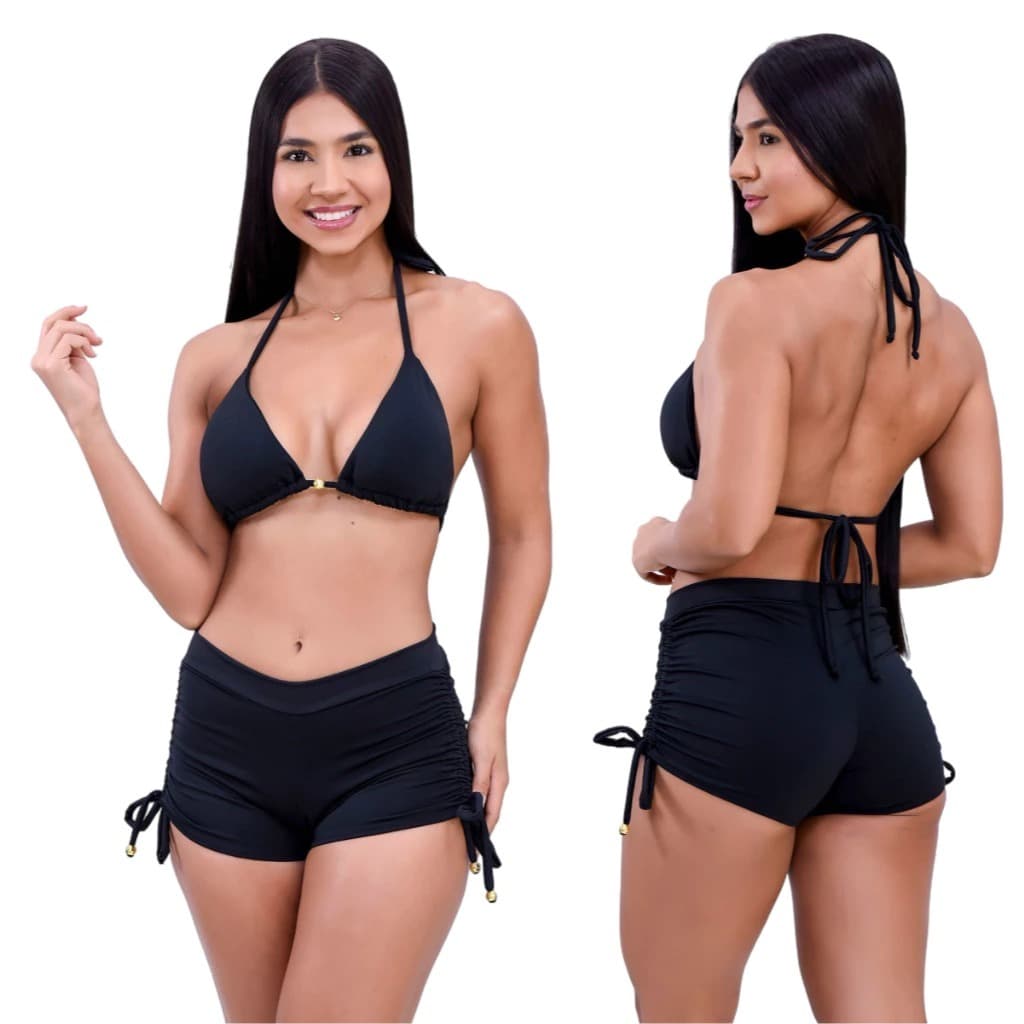 Biquíni Feminino com Short Cintura Ajustável – Conjunto Moda Praia Elegante e Confortável