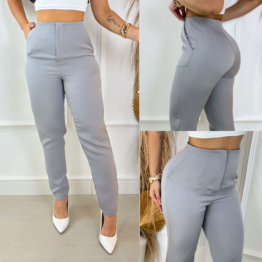 Calça Feminina Skinny Social Alfaiataria Moda Blogueira Casual Elegante Com Zíper