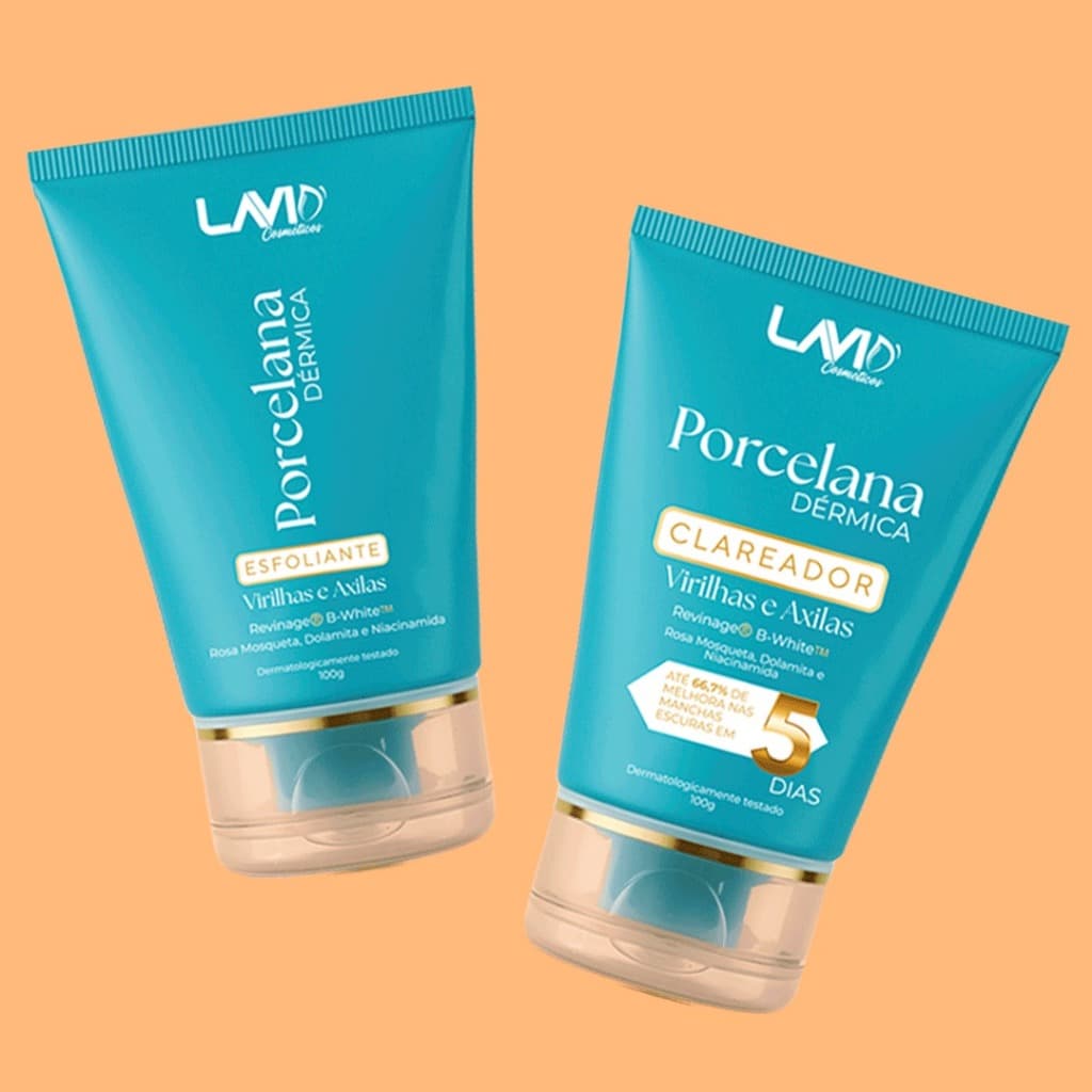 Kit Clareador + Esfoliante Virilhas e Axilas LAVID Porcelana Dérmica 100g + 100g