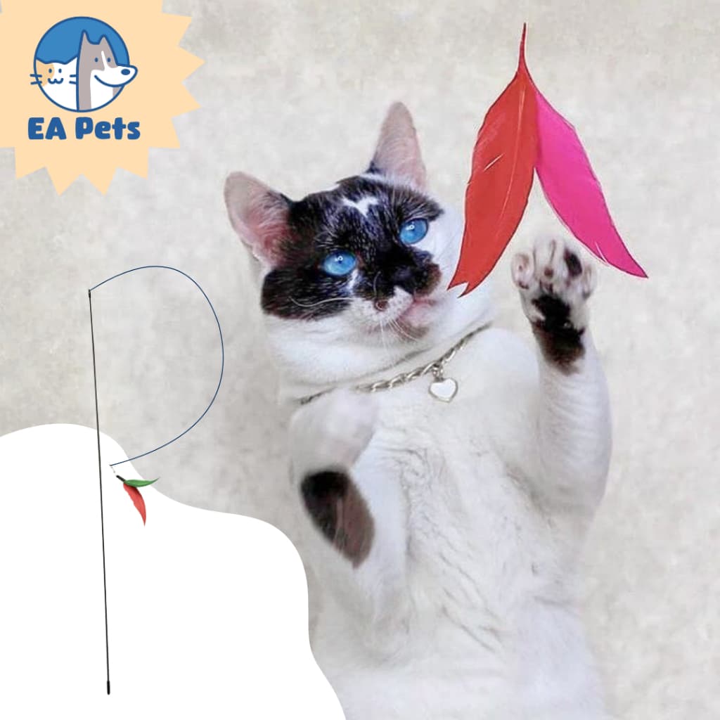 Varinha De 1m da Pet Games Flying Cat + 3 Iscas Penadas Brinquedo Super Interativo Para Gato